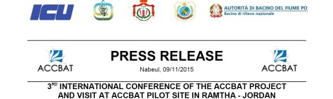 The ACCBAT Third International Conference in Ramtha - Jordan - November 19th 2015